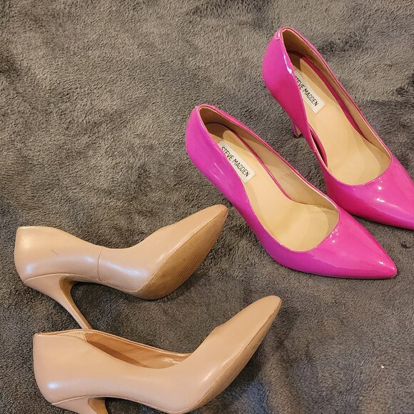 Steve Madden Hot Pink Patent Pointed Toe Stiletto Pumps - Picture 4 of 7